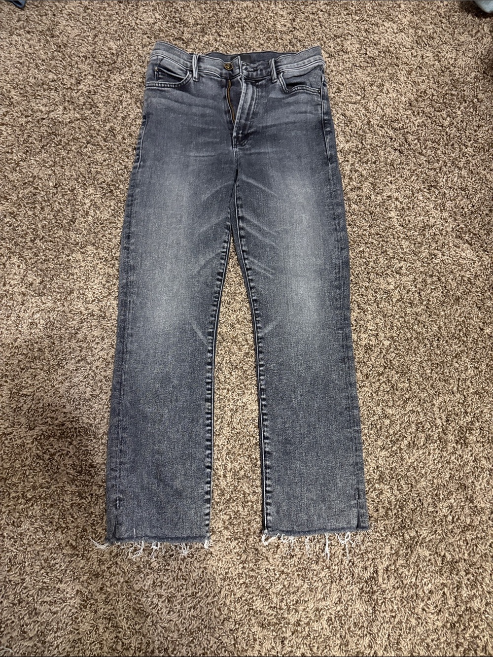 MOTHER Women's Straight Leg Jeans in Washed Black Denim